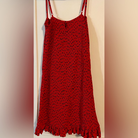 Sincerely Jules+Billabong Strappy Rio Red & Black Smocked Ruffle Hem Mini Dress - Picture 6 of 11